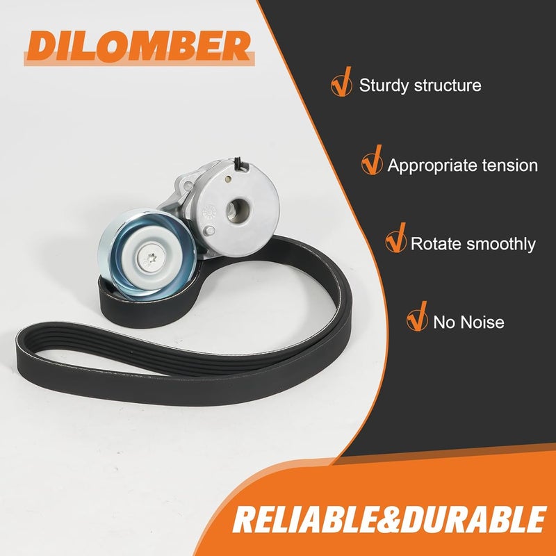 Dilomber 90K-39162A Serpentine Belt Drive Tensioner Component Kit Fit for Nissan Sentra 2.0L L4 DOHC, 2007-2012 Replace# Belt Tensioner 39162 11955JD20A 305396 89396, Serpentine Belt K060478 6PK1215 - Image 4